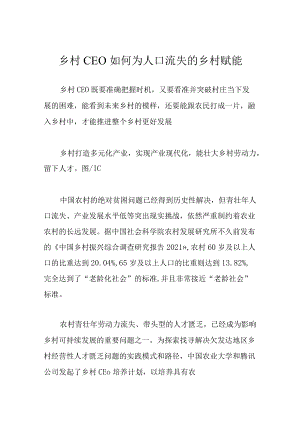 乡村CEO如何为人口流失的乡村赋能.docx