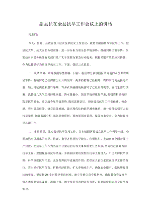 副县长在全县抗旱工作会议上的讲话.docx