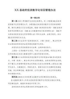 XX县政府投资数字化项目管理办法.docx