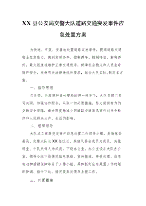 XX县公安局交警大队道路交通突发事件应急处置方案.docx