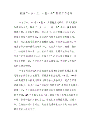 2022“一乡一业、一村一品”目标工作总结.docx