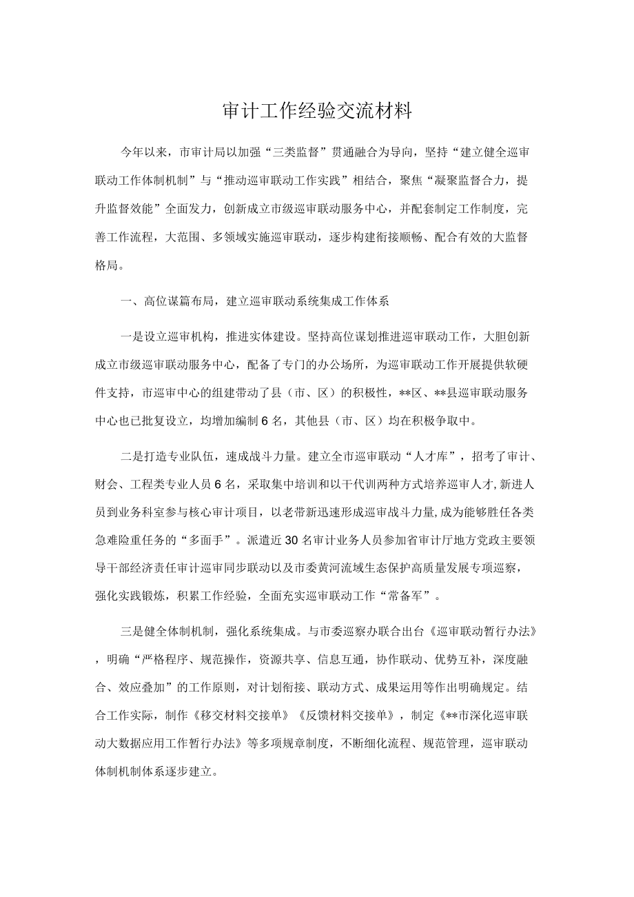 审计工作经验交流材料.docx_第1页