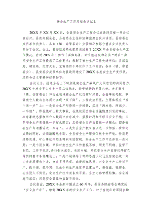 安全生产工作总结会议记录.docx