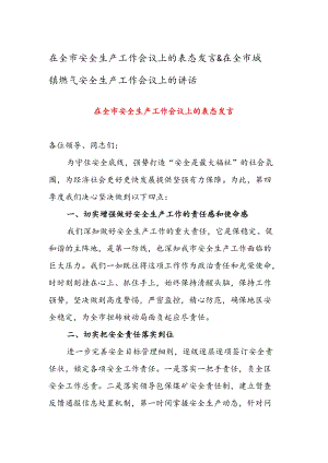 在全市安全生产工作会议上的表态发言 & 在全市城镇燃气安全生产工作会议上的讲话.docx
