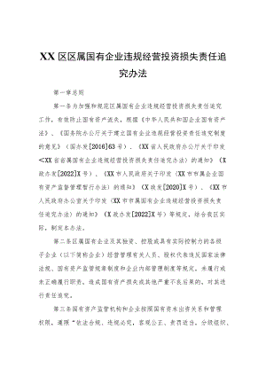 XX区区属国有企业违规经营投资损失责任追究办法.docx