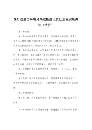 XX市XX县生态环境分局效能建设责任追究实施办法（试行）.docx