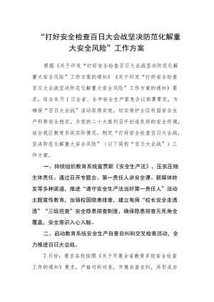 “打好安全检查百日大会战 坚决防范化解重大安全风险” 工作方案.docx