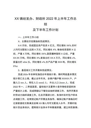 xx镇经发办、财政所2022年上半年工作总结.docx