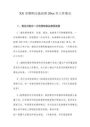 xx市塑料污染治理20xx年工作要点.docx