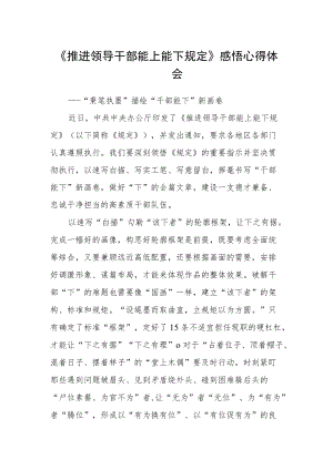 《推进领导干部能上能下规定》感悟心得体会.docx