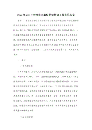 20xxxxx县测绘资质单位监督检查工作实施方案.docx