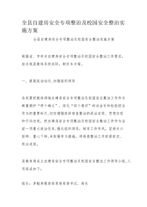 全县自建房安全专项整治及校园安全整治实施方案.docx