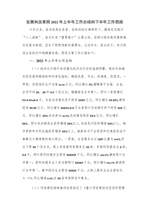 发展和改革局2022上半工作总结和下半工作思路.docx