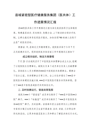 县域紧密型医疗健康服务集团（医共体）工作进展情况汇报.docx