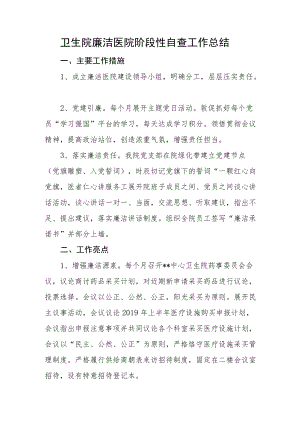 卫生院廉洁医院阶段性自查工作总结.docx