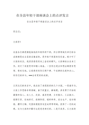 在全县年轻干部座谈会上的点评发言.docx