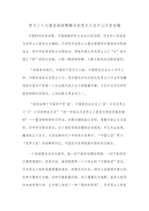 学习二十大报告深刻理解马克思主义为什么行发言稿.docx