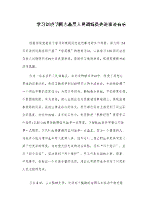 学习刘晓明同志基层人民调解员先进事迹有感.docx
