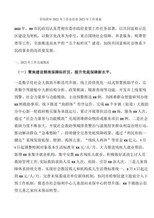 市民政局2022年工作总结及2023年工作谋划.docx