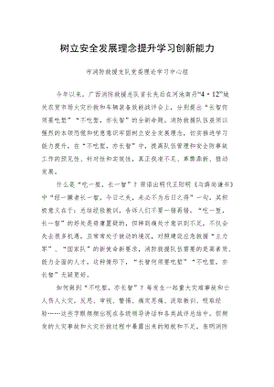 市消防救援支队党委理论学习中心组：树立安全发展理念提升学习创新能力.docx