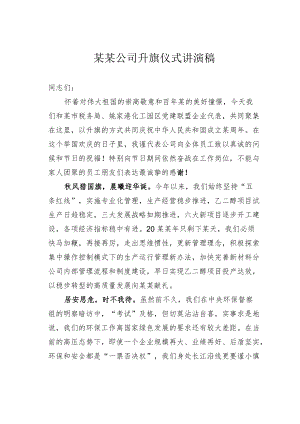 某某公司升旗仪式讲演稿.docx