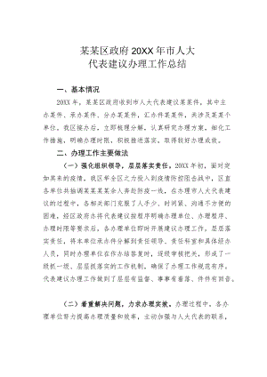 某某区政府2021年市人大代表建议办理工作总结.docx