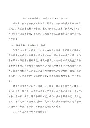 强化创新实用的农产品技术人才保障工作方案.docx