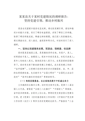 某某县关于某村党建情况的调研报告：坚持党建引领推动乡村振兴.docx