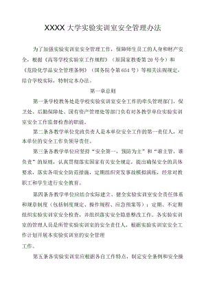 XXXX大学实验实训室安全管理办法.docx