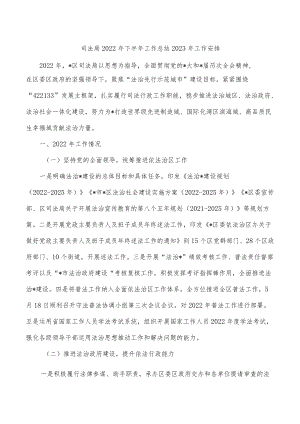 司法局2022年下半年工作总结2023年工作安排.docx
