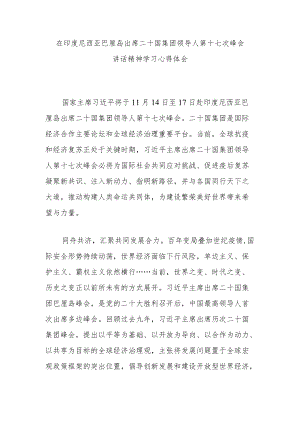 在印度尼西亚巴厘岛出席二十国集团领导人第十七次峰会讲话精神学习心得体会3篇.docx