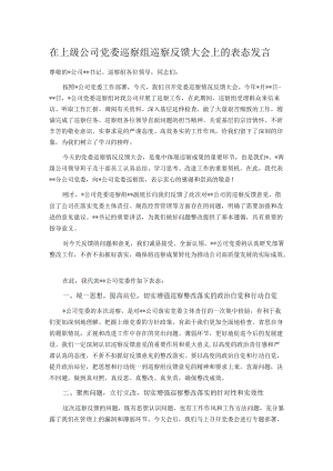 在上级公司党委巡察组巡察反馈大会上的表态发言.docx