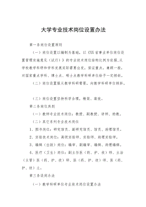 大学专业技术岗位设置办法.docx