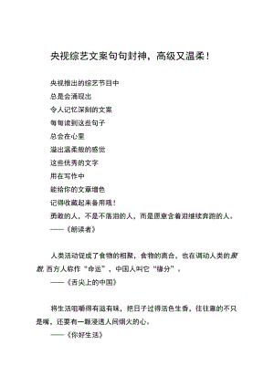 央视综艺文案句句封神高级又温柔！.docx