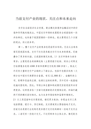 当前支付产业的现状、关注点和未来走向.docx