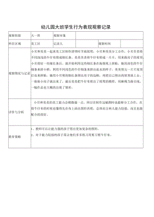 幼儿园大班小朋友行为观察.docx