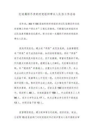 打造履职尽责的村党组织带头人队伍工作总结.docx