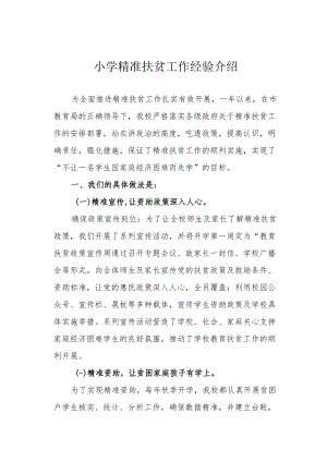 小学精准扶贫工作经验介绍.docx