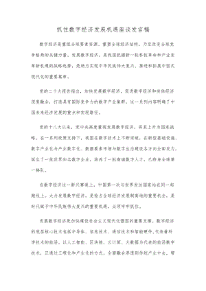 抓住数字经济发展机遇座谈发言稿.docx