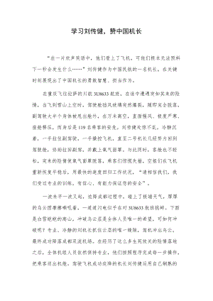 学习刘传健赞中国机长.docx