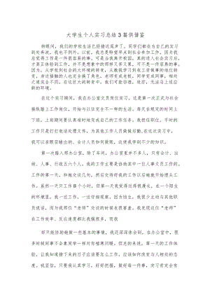 大学生个人实习总结3篇供借鉴.docx