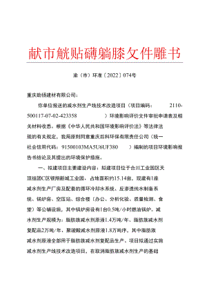 重庆市建设项目环境影响评价文件批准书.docx