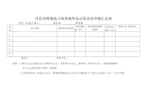 许昌市跨境电子商务海外仓示范企业申报汇总表.docx