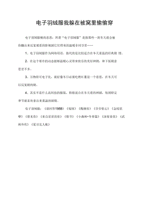 电子羽绒服 我躲在被窝里偷偷穿.docx