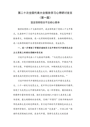 （10篇）第二十次全国代表大会报告学习心得研讨发言.docx