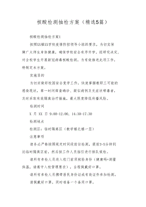 核酸检测抽检方案（精选5篇）.docx