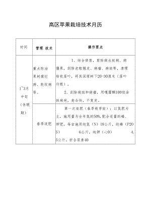 高区苹果栽培技术月历.docx