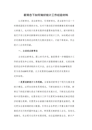 新常态下如何做好统计工作经验材料.docx