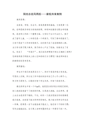 阳光总在风雨后——家校共育案例.docx