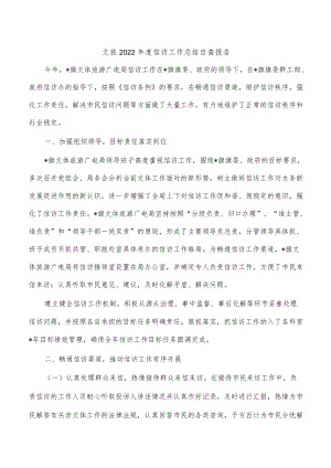 文旅2022年度信访工作总结自查报告.docx